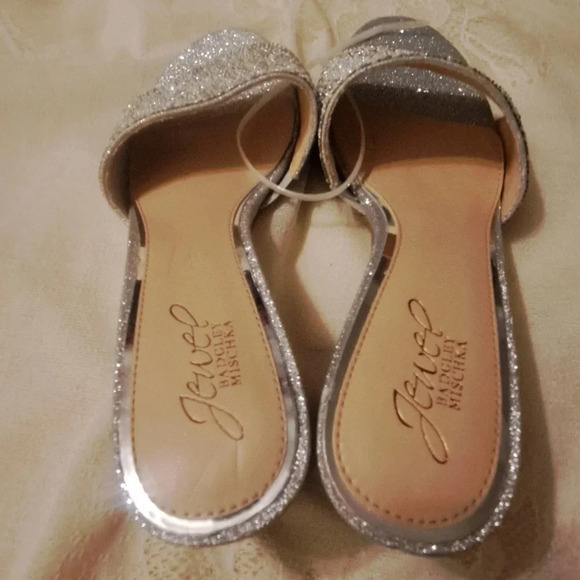 Jewels Badgley Mischka Harlyn Block Heeled Mules with Crystal Vamp - Picture 3 of 8